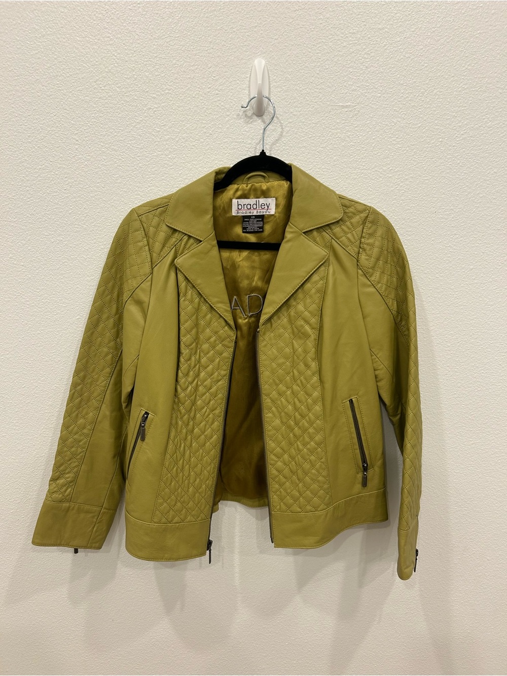 Bradley Pear Green Quilted Women's Leather Jacket
